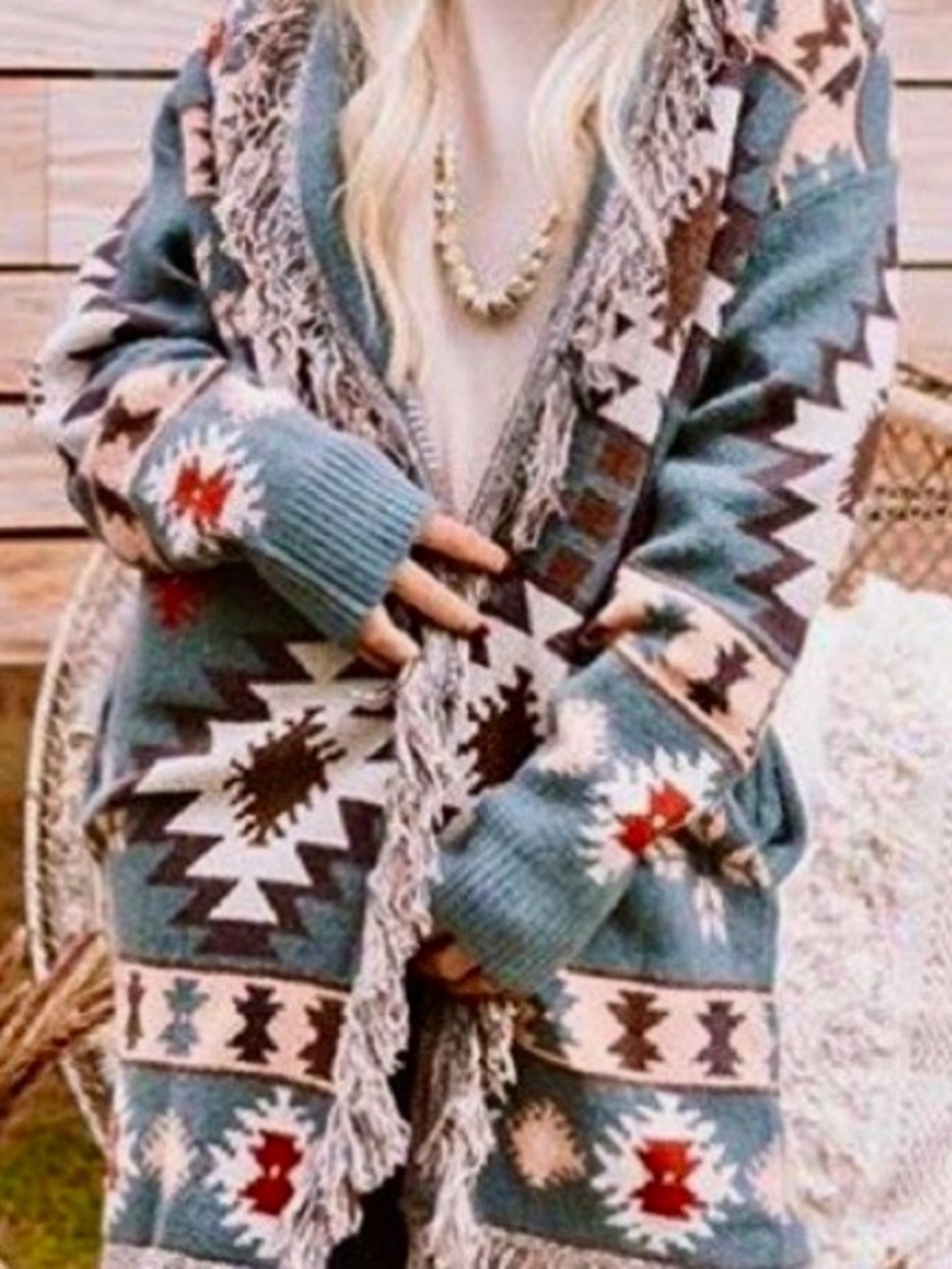 New Women's Aztec Western Cardigan Sweater size large